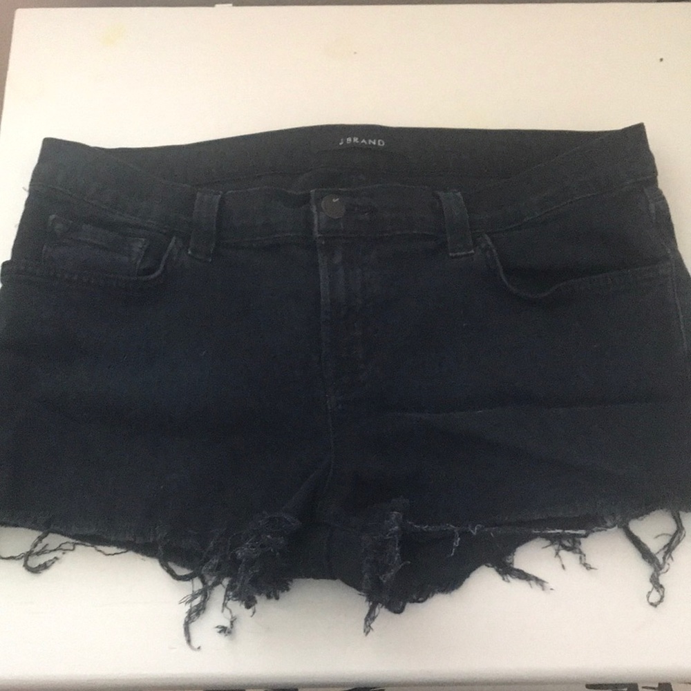 Black denim cutoff shorts